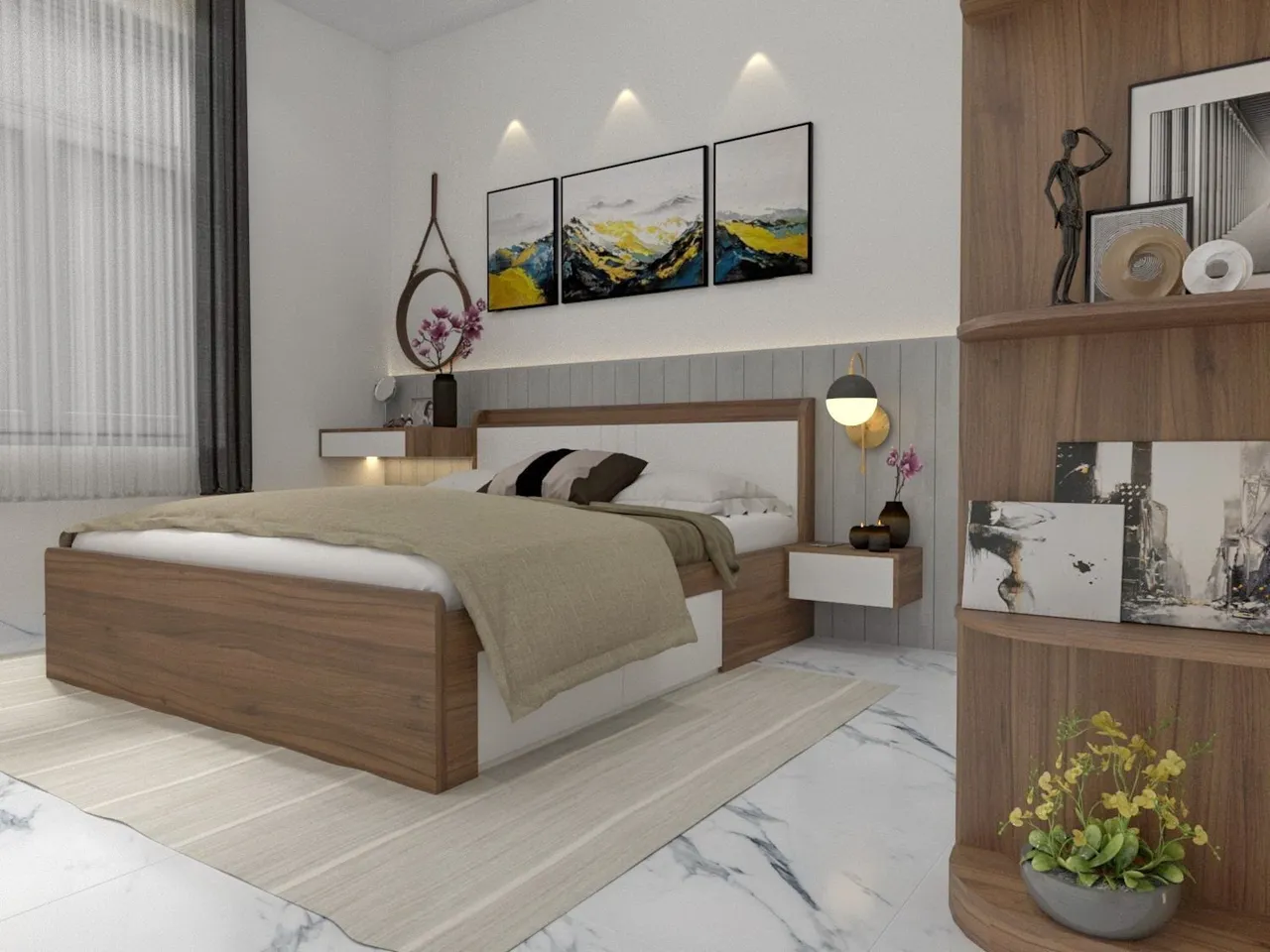 Hoàn thiện nội thất phòng ngủ Nhà phố Thuận An, Bình Dương phong cách Hiện đại Modern