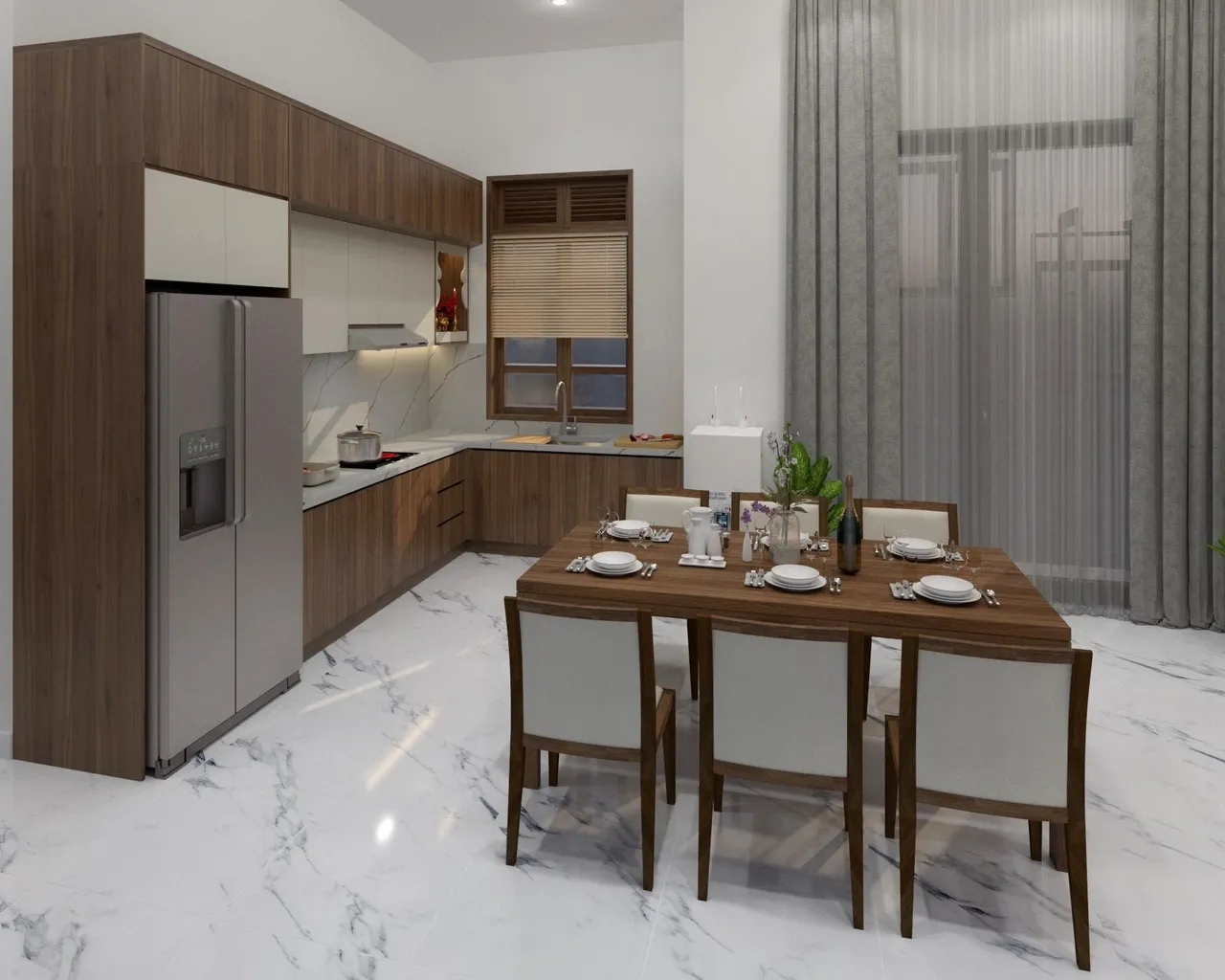 Hoàn thiện nội thất nhà bếp, phòng ăn Nhà phố Thuận An, Bình Dương phong cách Hiện đại Modern