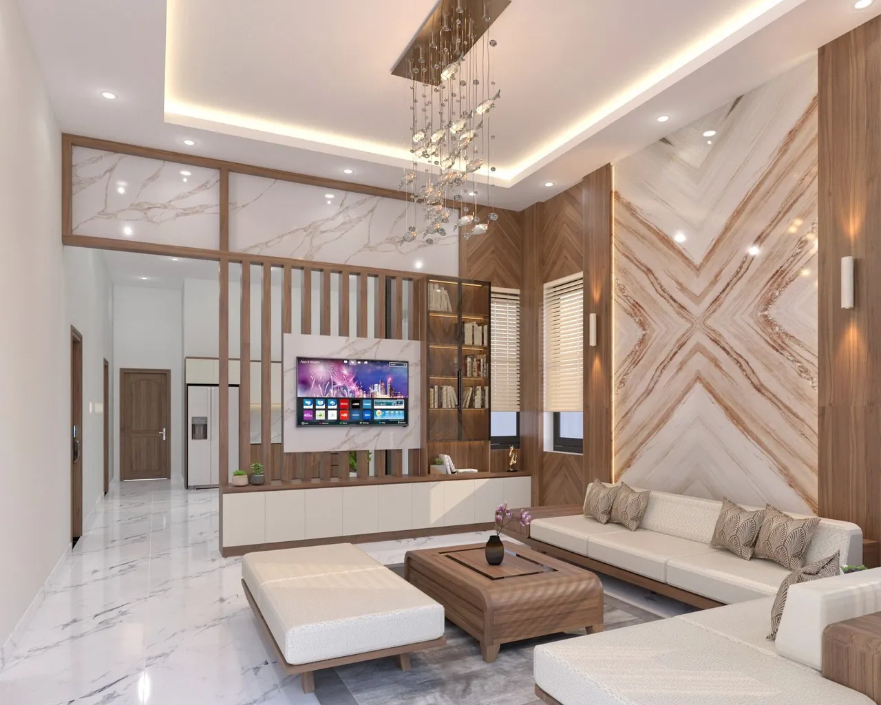 Hoàn thiện nội thất phòng khách Nhà phố Thuận An, Bình Dương phong cách Hiện đại Modern