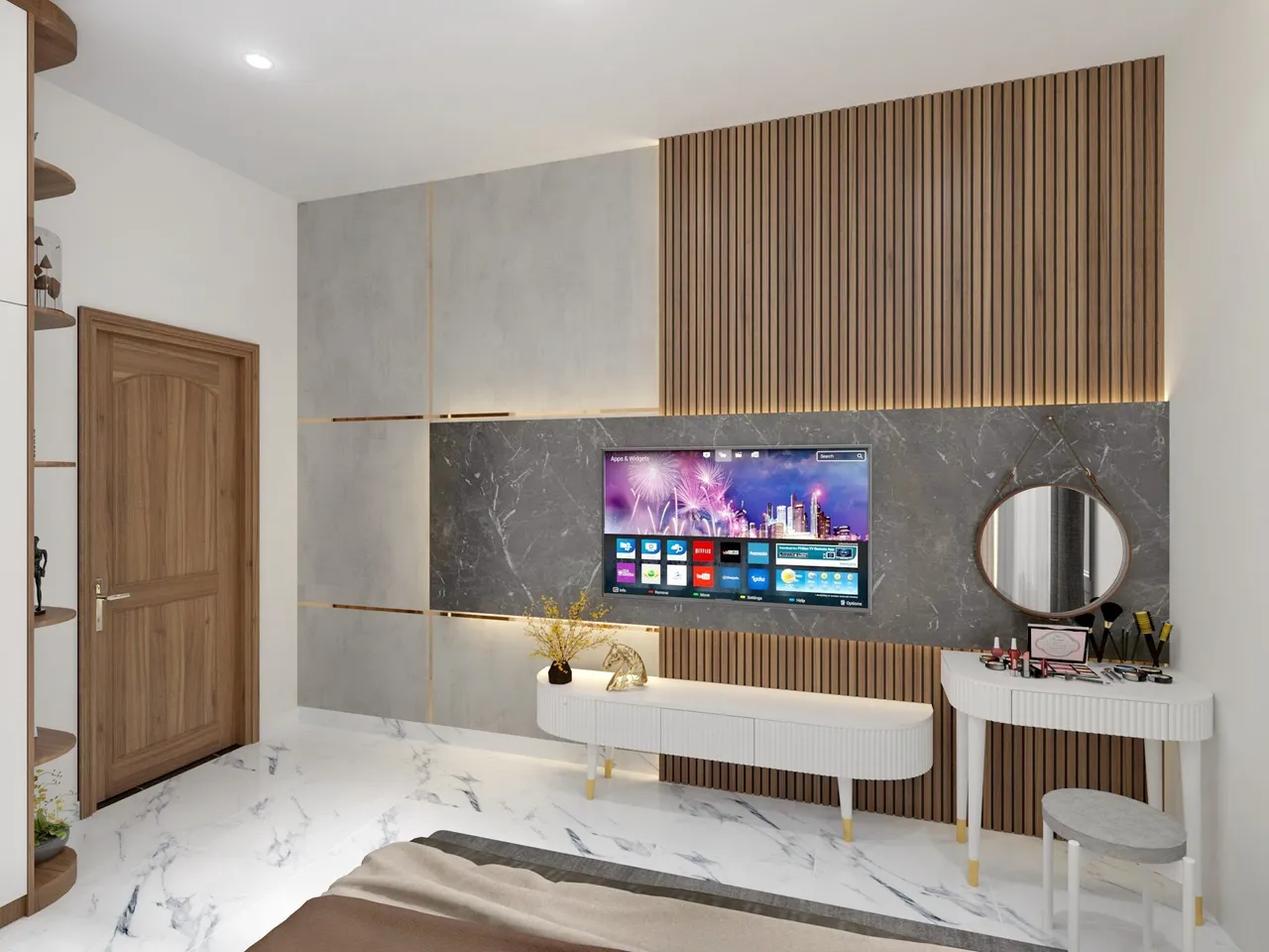 Hoàn thiện nội thất phòng ngủ Nhà phố Thuận An, Bình Dương phong cách Hiện đại Modern