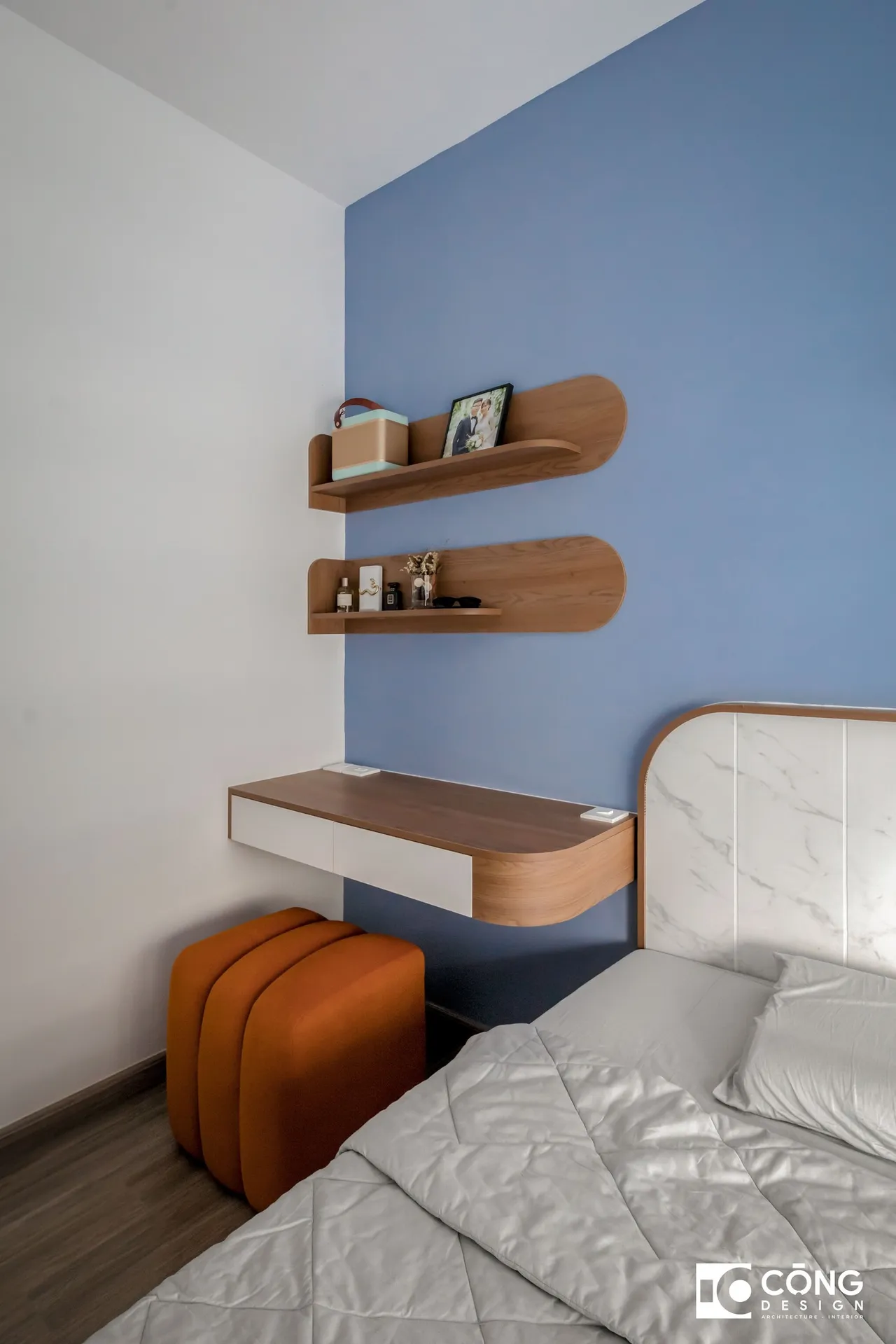 Hoàn thiện nội thất phòng ngủ master Căn hộ S503 Vinhomes Grand Park phong cách Tối giản Minimalist, phong cách Color Block