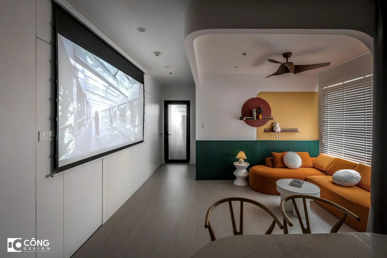 Hoàn thiện nội thất phòng khách Căn hộ S503 Vinhomes Grand Park phong cách Tối giản Minimalist, phong cách Color Block
