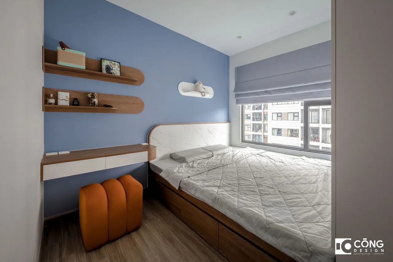 Hoàn thiện nội thất phòng ngủ master Căn hộ S503 Vinhomes Grand Park phong cách Tối giản Minimalist, phong cách Color Block