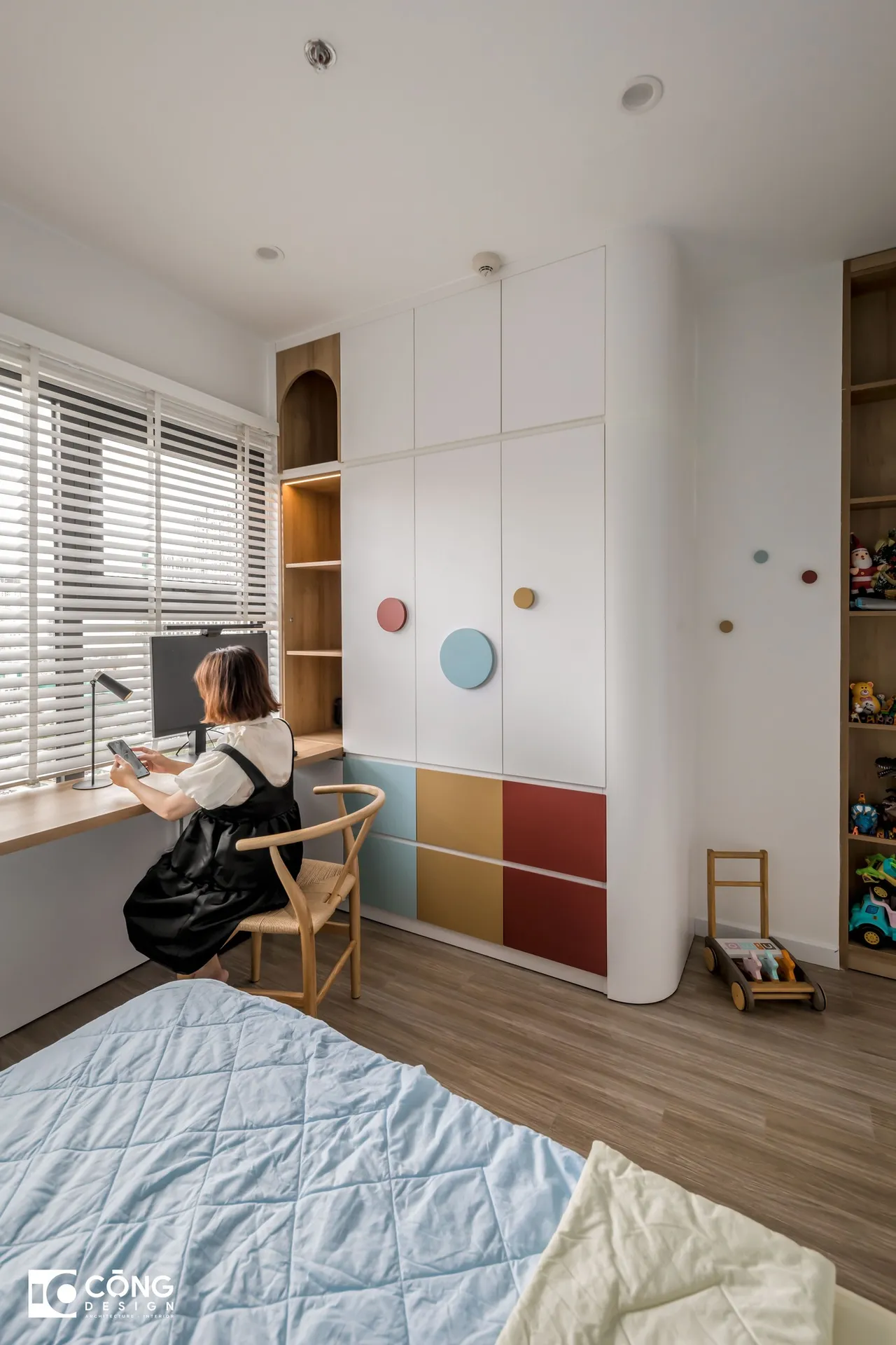 Hoàn thiện nội thất phòng ngủ cho bé Căn hộ S503 Vinhomes Grand Park phong cách Tối giản Minimalist, phong cách Color Block