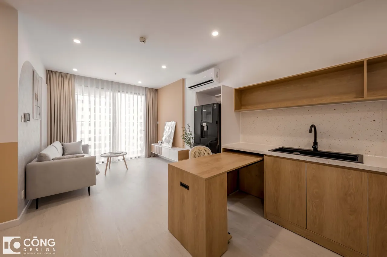 Hoàn thiện nội thất nhà bếp, phòng ăn Căn hộ S1001 Vinhomes Grand Park phong cách Tối giản Minimalist