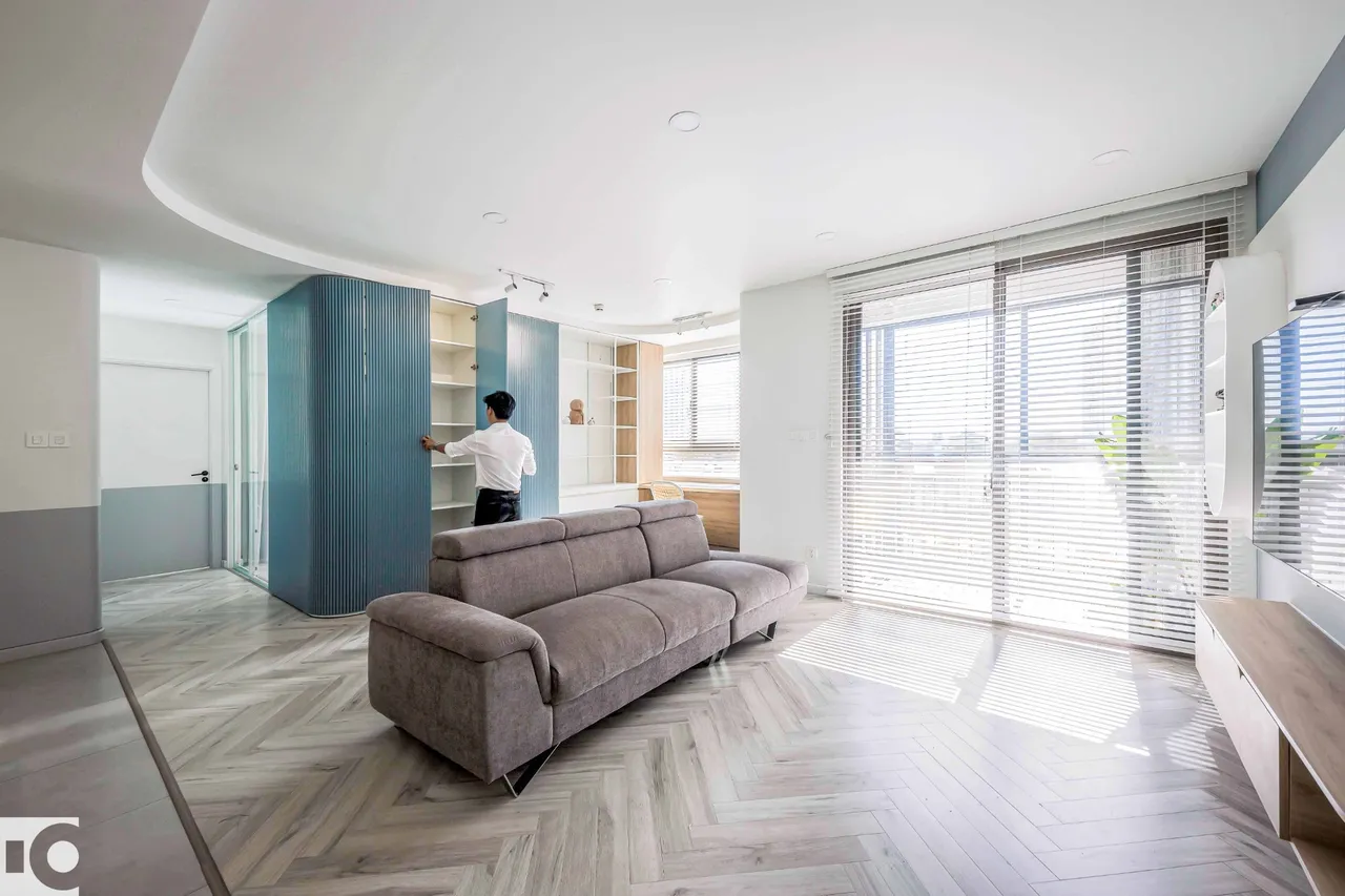 Hoàn thiện nội thất phòng khách Căn hộ E04 Saigon South Residences phong cách Tối giản Minimalist