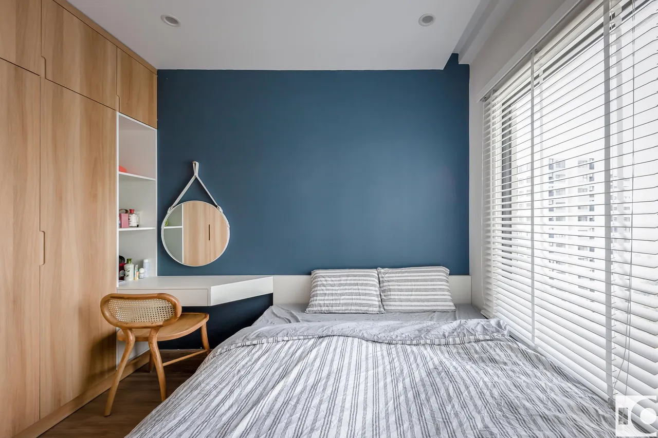 Hoàn thiện nội thất phòng ngủ Căn hộ S107 Vinhomes Grand Park phong cách Tối giản Minimalist, phong cách Color Block
