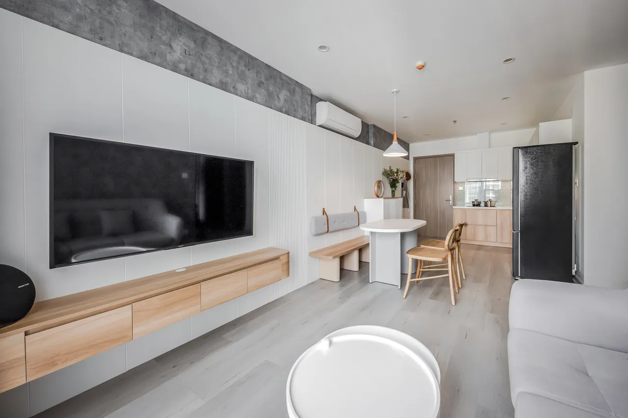 Hoàn thiện nội thất phòng khách Căn hộ S107 Vinhomes Grand Park phong cách Tối giản Minimalist