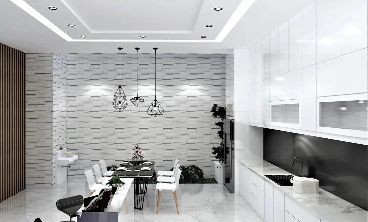 Concept nội thất phòng ăn, nhà bếp Nhà phố Quận 2 phong cách hiện đại Modern