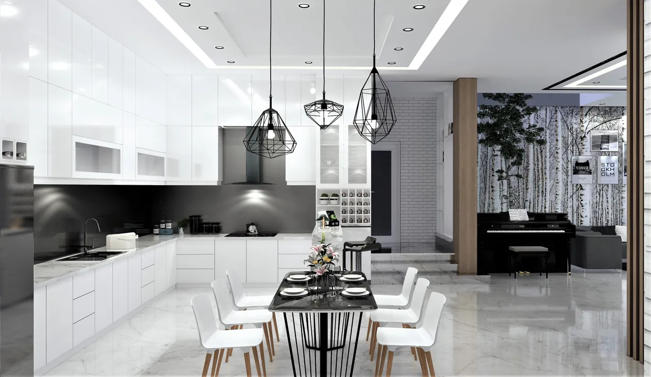 Concept nội thất phòng ăn, nhà bếp Nhà phố Quận 2 phong cách hiện đại Modern