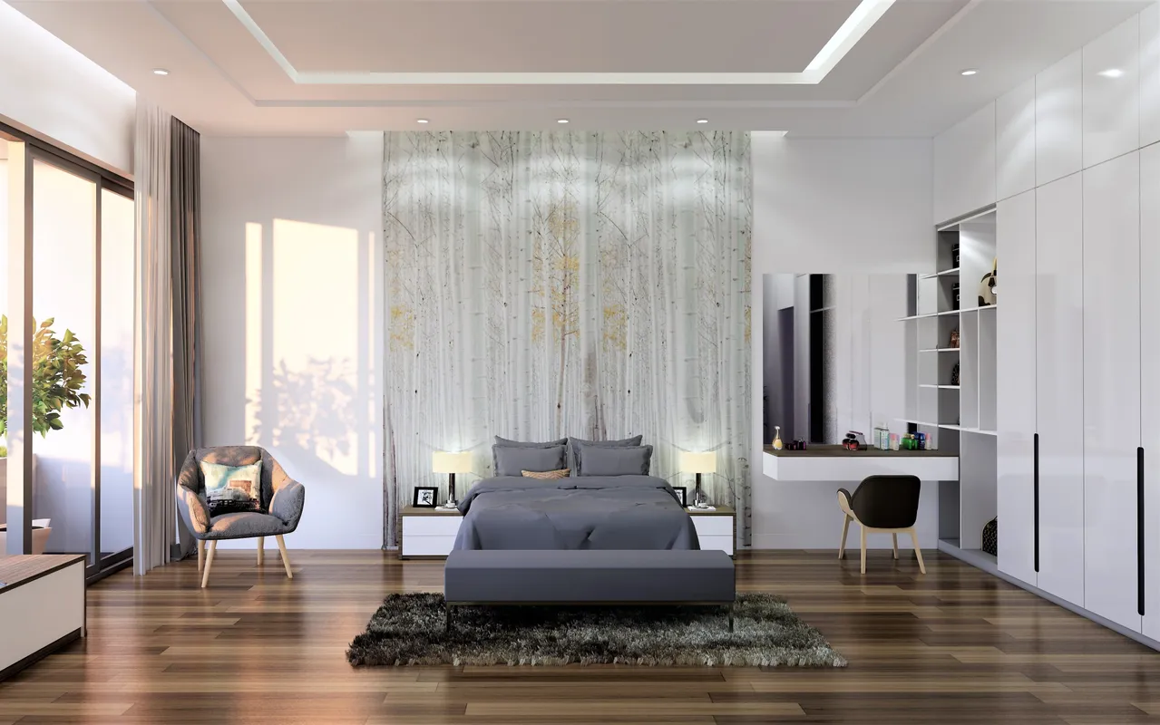 Concept nội thất phòng ngủ Nhà phố Quận 2 phong cách hiện đại Modern