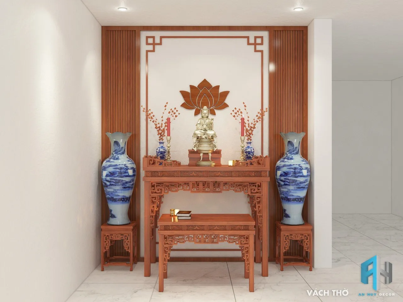 Concept nội thất phòng thờ Nhà phố Cai Lậy, Tiền Giang phong cách Hiện đại Modern