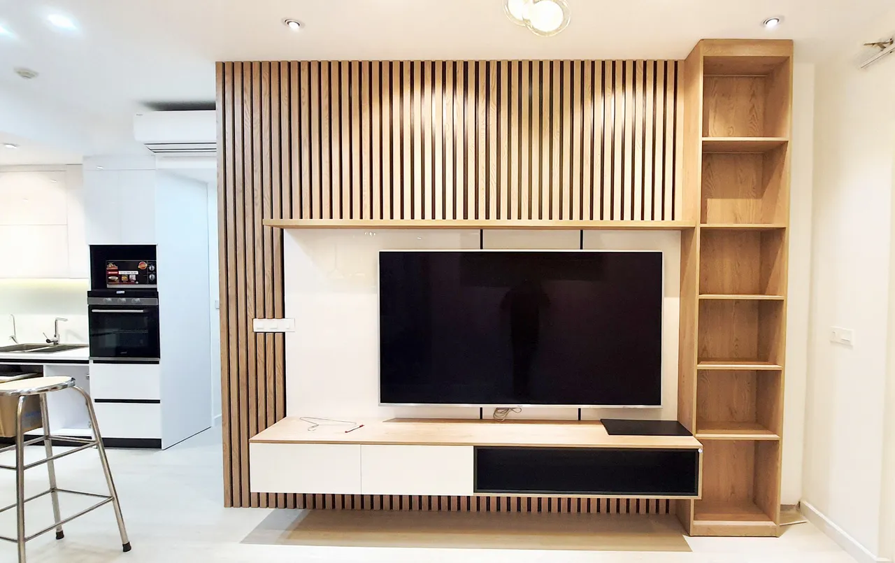Hoàn thiện nội thất phòng khách Căn hộ Đường Nguyễn Hữu Thọ Quận 7 phong cách hiện đại Modern