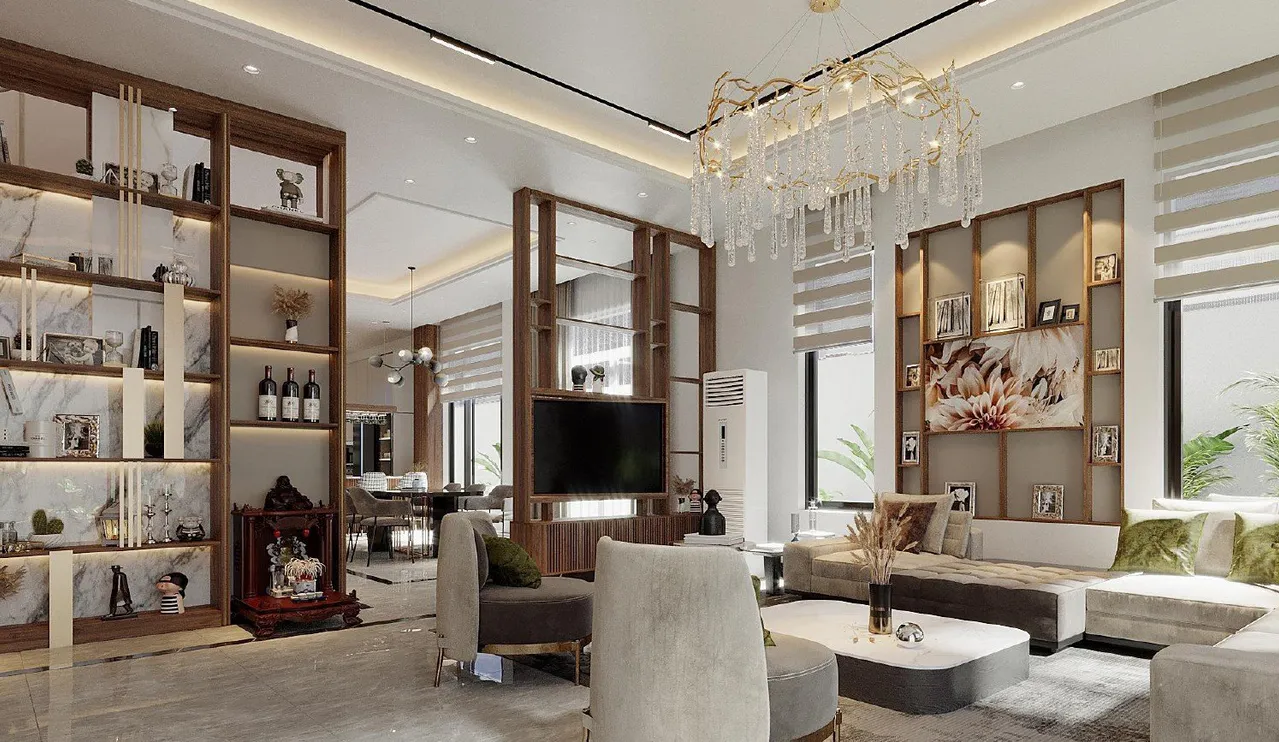 Concept nội thất phòng khách Biệt thự Long Thành phong cách hiện đại Modern