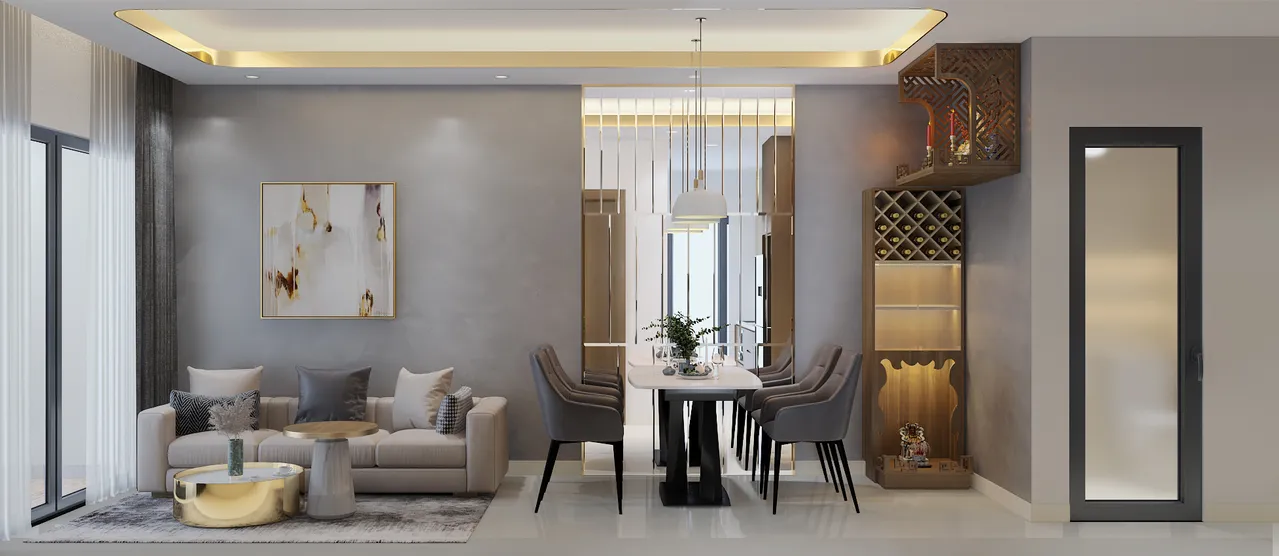 Concept nội thất phòng khách, phòng ăn Căn hộ tại Quận 7 phong cách hiện đại Modern