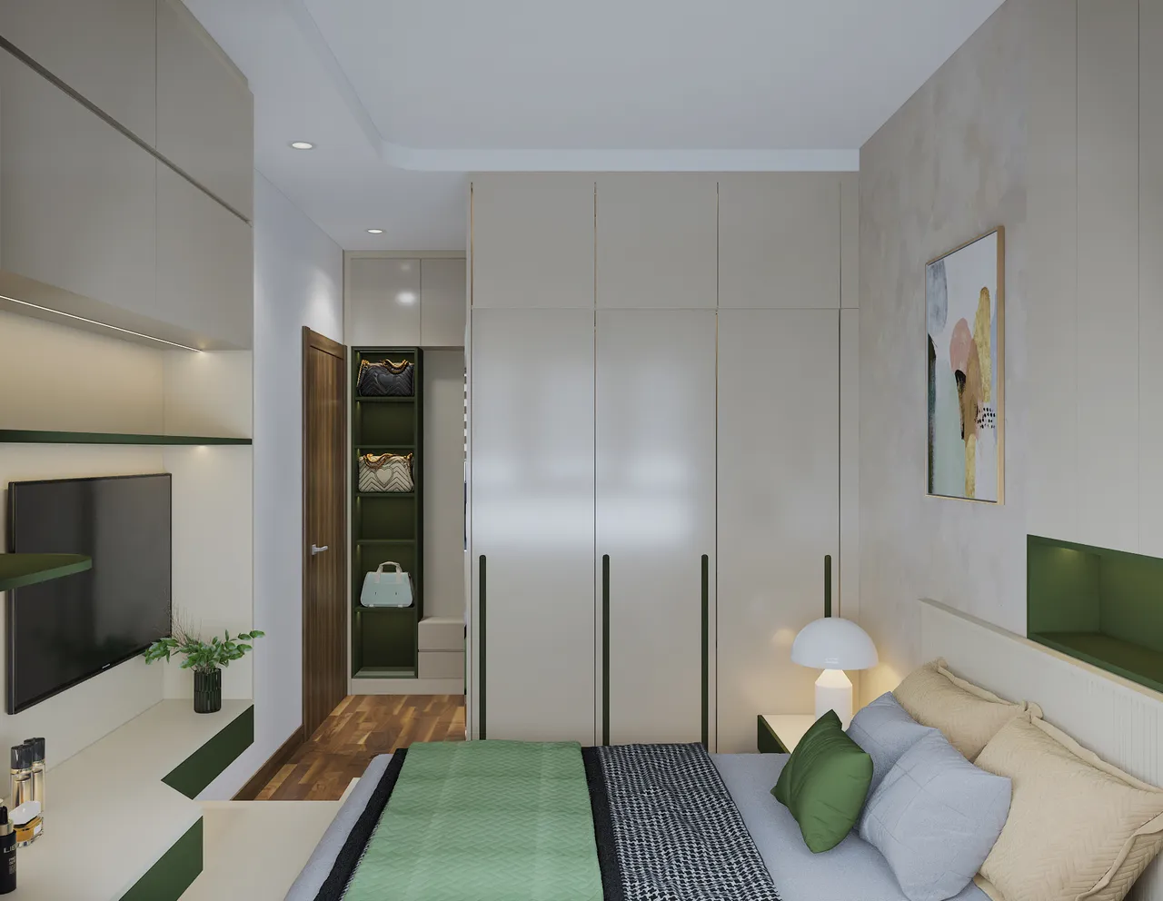 Concept nội thất phòng ngủ master Căn hộ tại Quận 7 phong cách hiện đại Modern