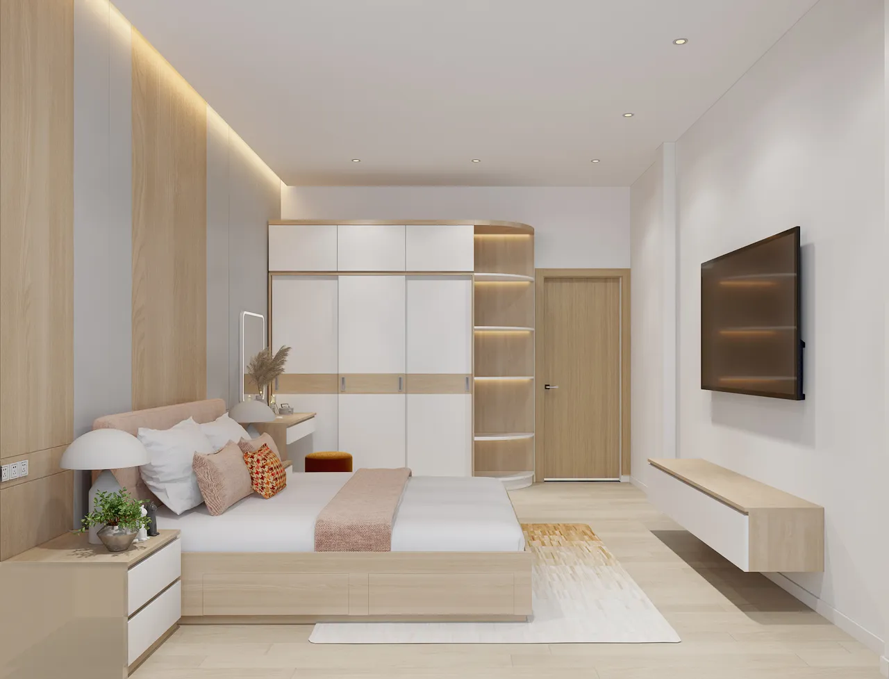 Concept nội thất phòng ngủ Nhà phố Tân Bình phong cách Bắc Âu Scandinavian