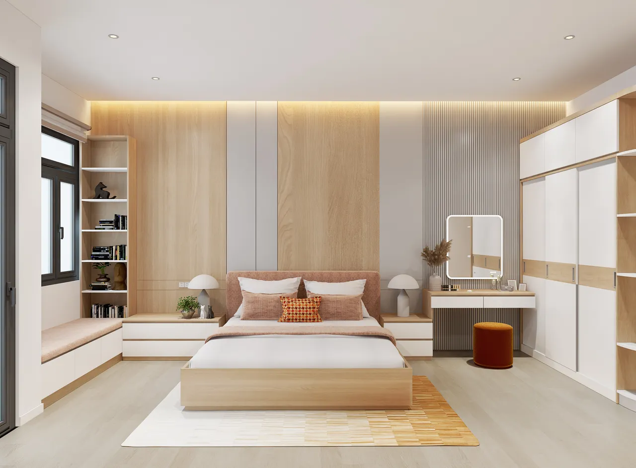 Concept nội thất phòng ngủ Nhà phố Tân Bình phong cách Bắc Âu Scandinavian