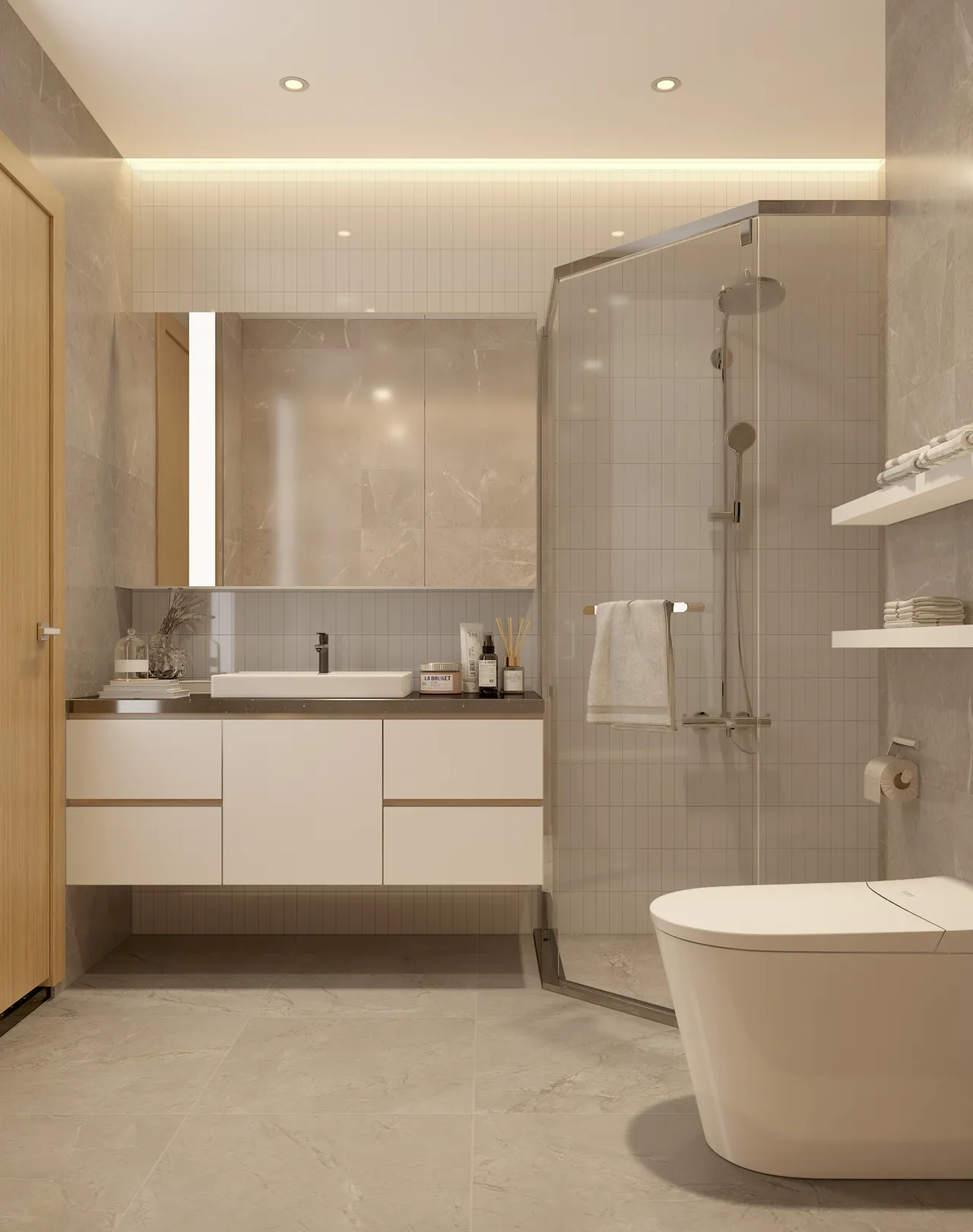 Concept nội thất phòng tắm, nhà vệ sinh Nhà phố Tân Bình phong cách Bắc Âu Scandinavian