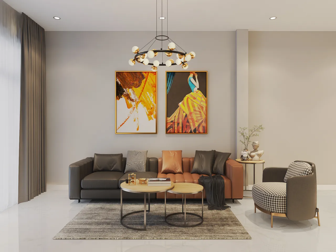 Concept nội thất phòng khách Nhà phố Ngã 4 Bình Phước phong cách hiện đại Modern