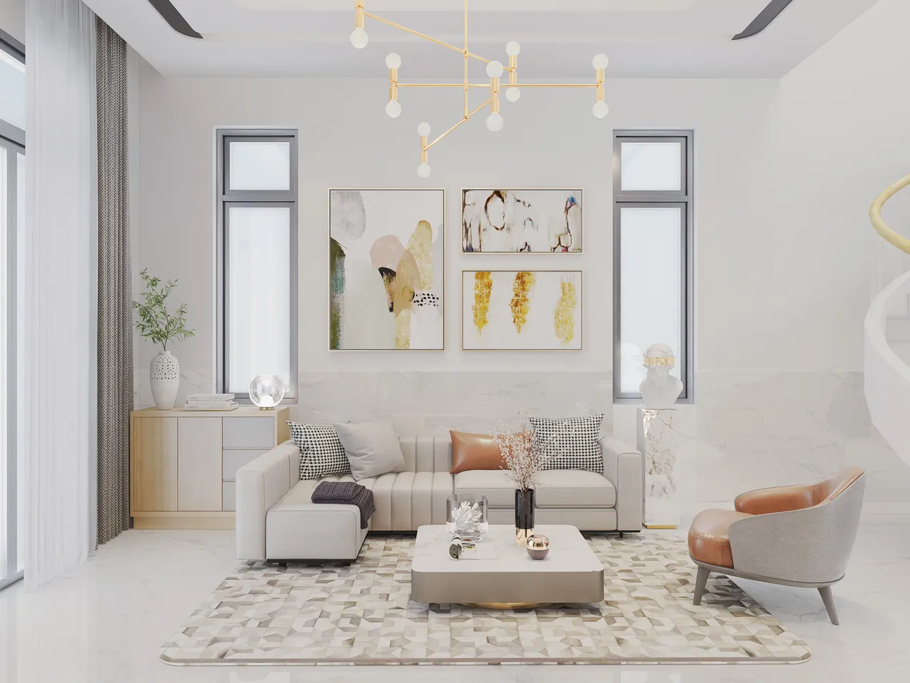 Concept nội thất phòng khách Nhà phố Bình Dương phong cách hiện đại Modern