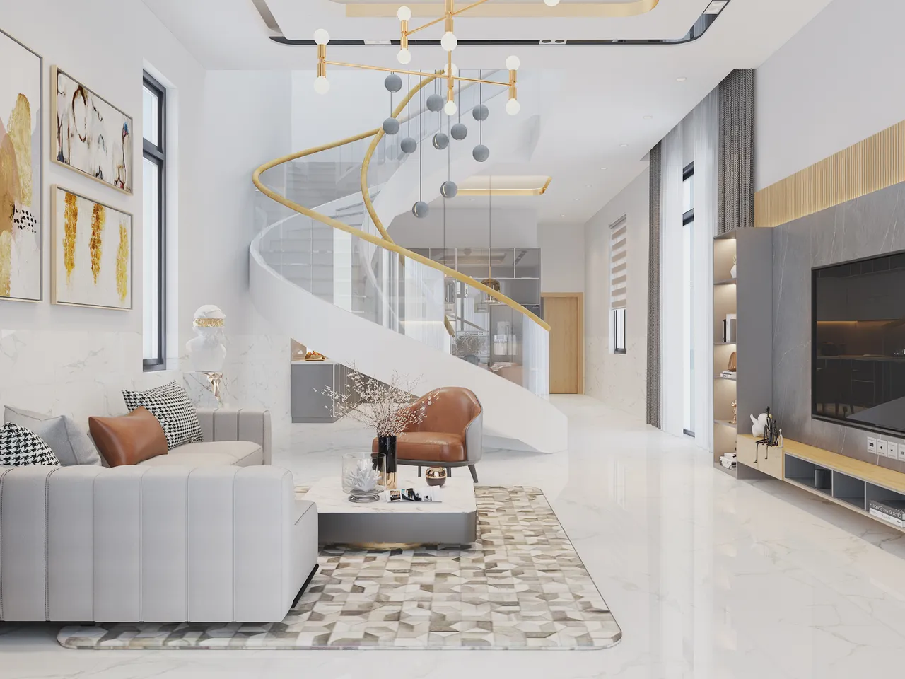 Concept nội thất phòng khách Nhà phố Bình Dương phong cách hiện đại Modern