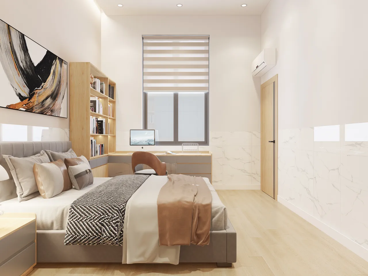 Concept nội thất phòng ngủ Nhà phố Bình Dương phong cách Bắc Âu Scandinavian