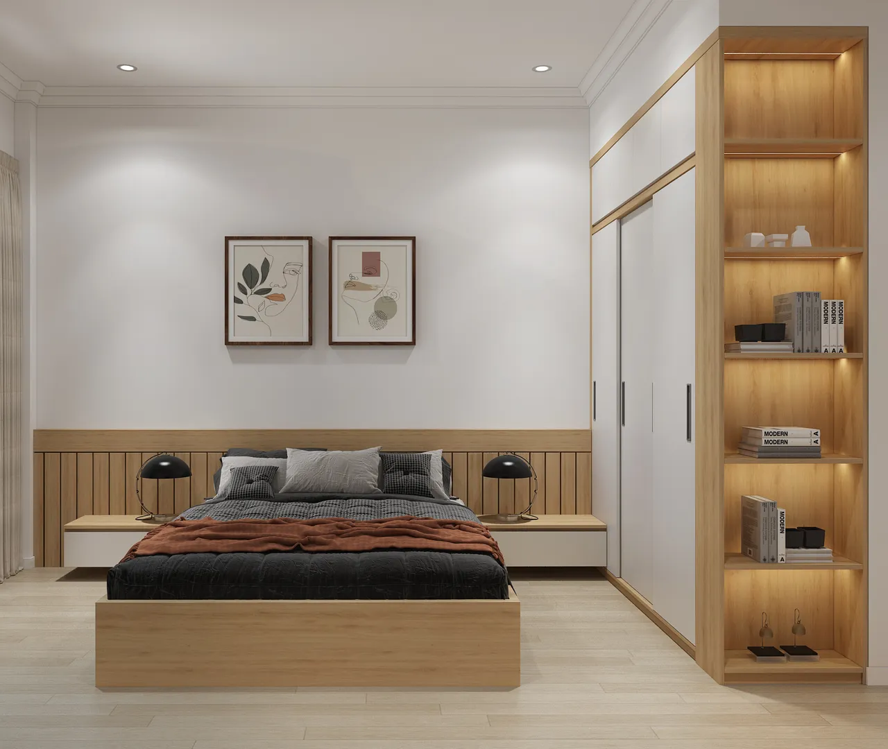 Concept nội thất phòng ngủ Nhà phố Gò Vấp phong cách Bắc Âu Scandinavian