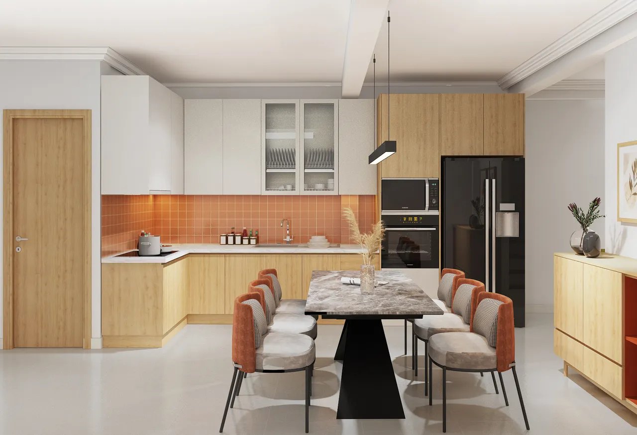 Concept nội thất phòng ăn, nhà bếp Nhà phố Gò Vấp phong cách Bắc Âu Scandinavian