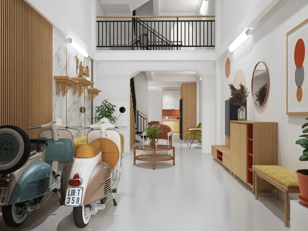 Concept nội thất phòng khách Nhà phố Gò Vấp phong cách Bắc Âu Scandinavian