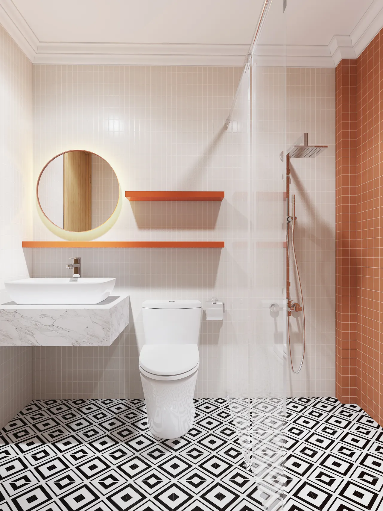 Concept nội thất phòng tắm, nhà vệ sinh Nhà phố Gò Vấp phong cách Bắc Âu Scandinavian