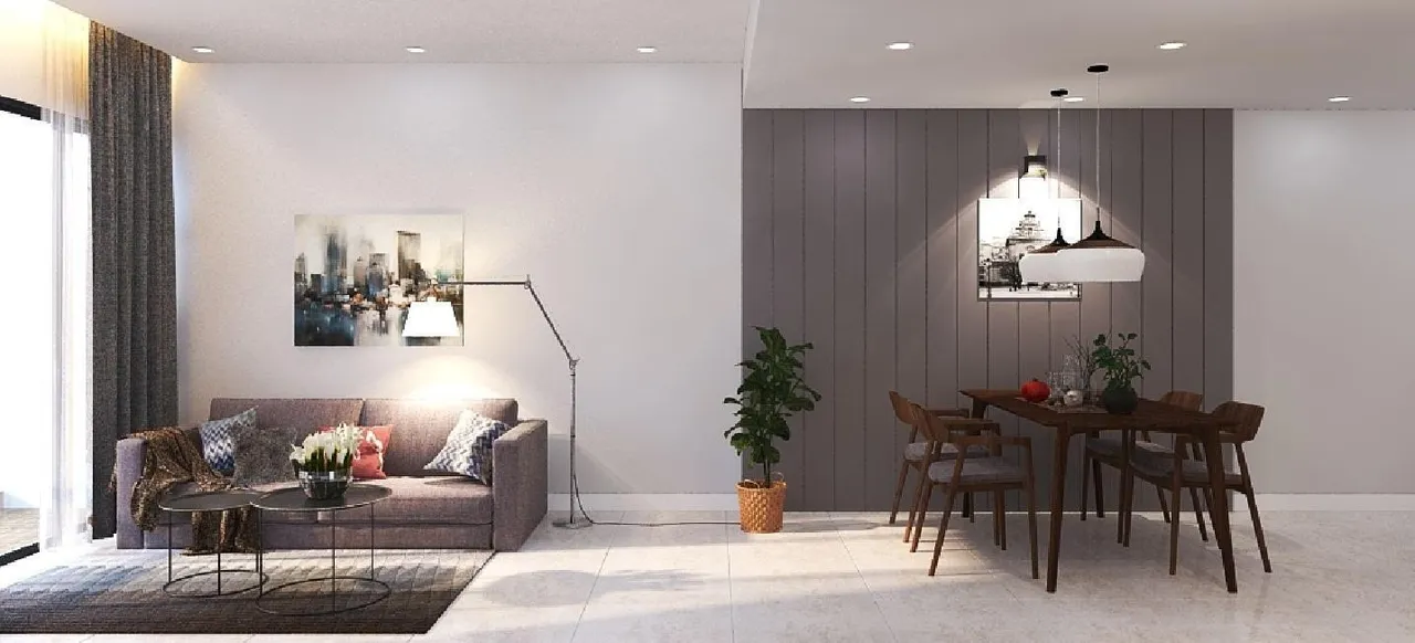 Concept nội thất phòng khách, phòng ăn Căn hộ Scenic Valley Phú Mỹ Hưng phong cách Hiện đại Modern