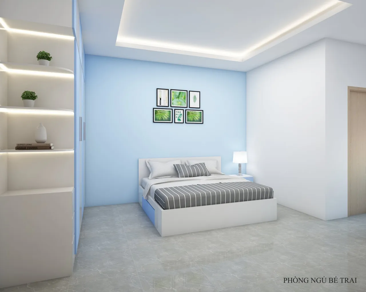 Concept nội thất phòng ngủ bé trai Nhà phố Quận 12 phong cách Tối giản Minimalist