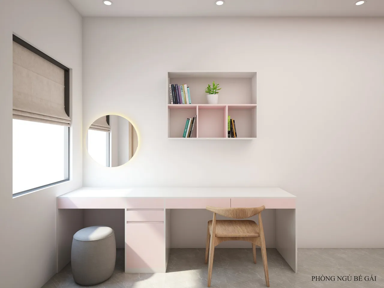 Concept nội thất phòng ngủ bé gái Nhà phố Quận 12 phong cách Tối giản Minimalist