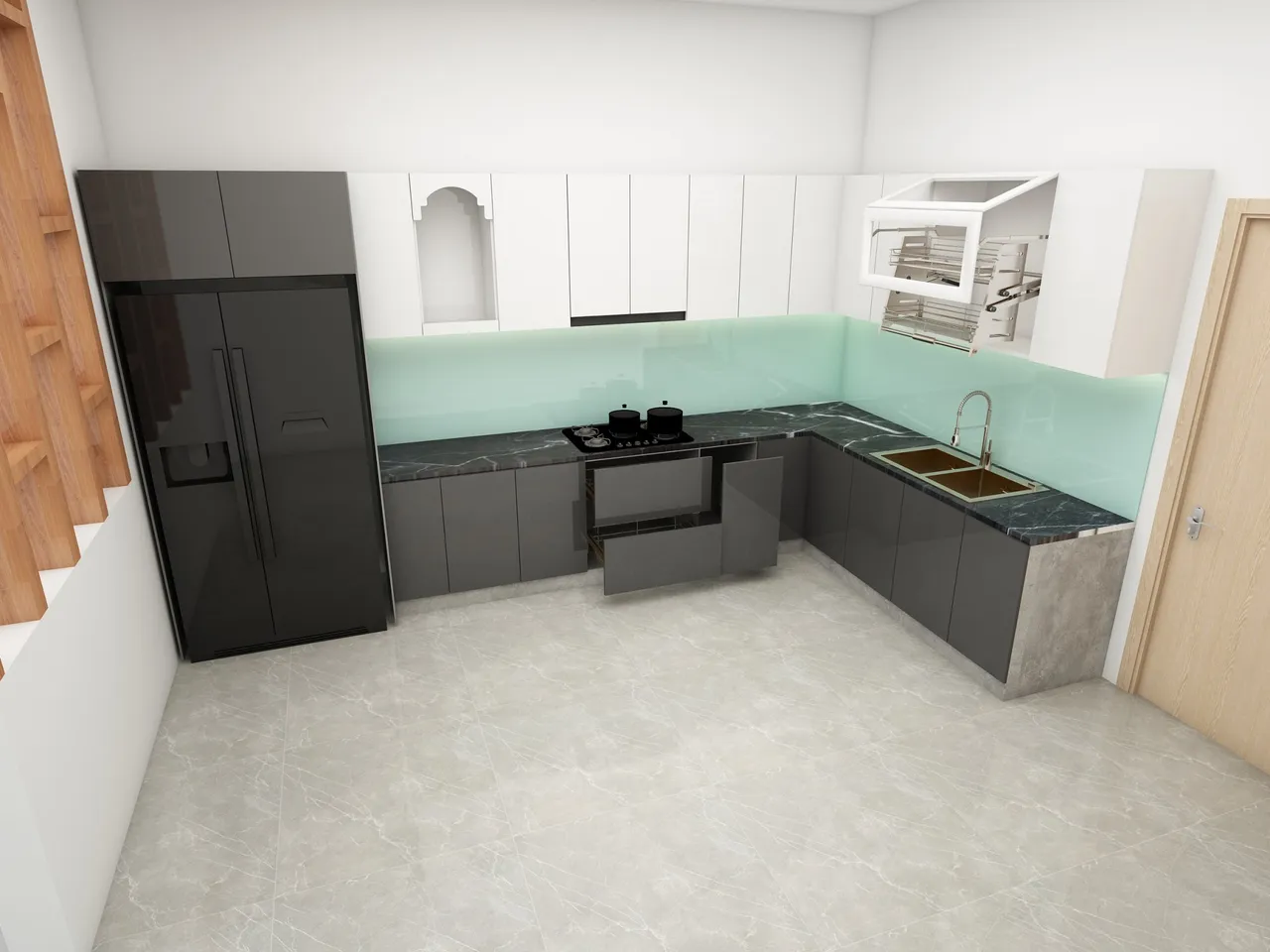 Concept nội thất nhà bếp Nhà phố Quận 12 phong cách Tối giản Minimalist