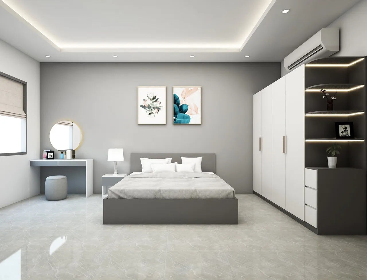 Concept nội thất phòng ngủ master Nhà phố Quận 12 phong cách Tối giản Minimalist