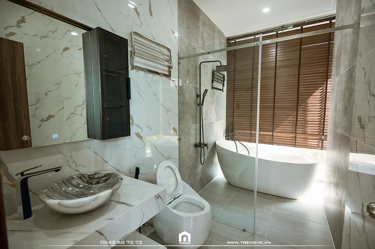 Hoàn thiện nội thất phòng tắm, nhà vệ sinh biệt thự Bà Rịa phong cách hiện đại Modern