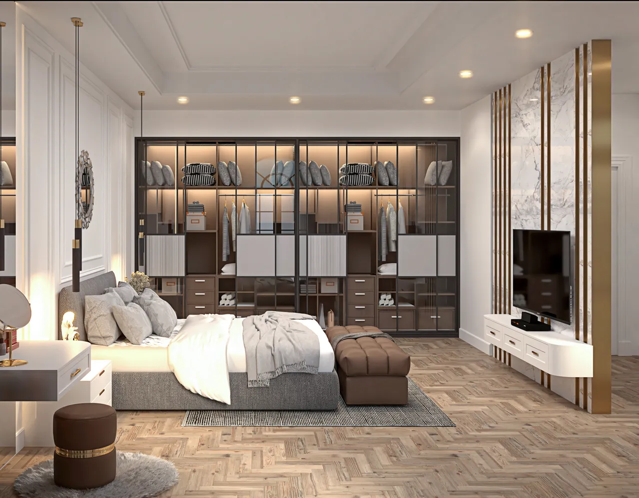 Concept nội thất phòng ngủ biệt thự Long Hải phong cách tân cổ điển Neo Classic