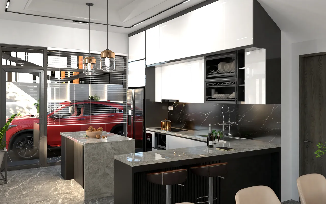 Concept nội thất nhà bếp nhà phố Bà Rịa 500m2 phong cách hiện đại Modern