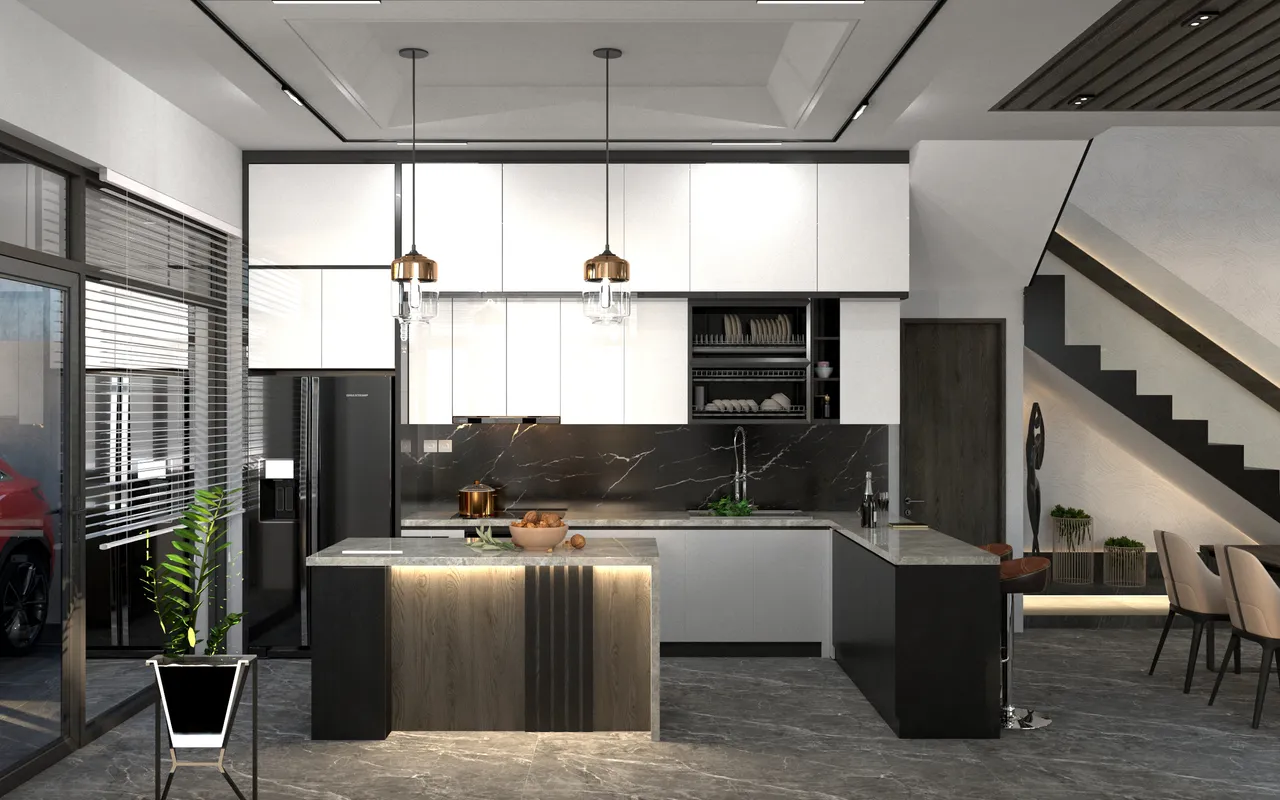 Concept nội thất nhà bếp nhà phố Bà Rịa 500m2 phong cách hiện đại Modern