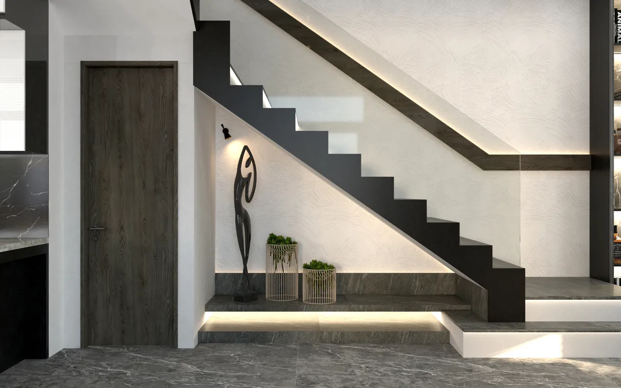 Concept nội thất cầu thang nhà phố Bà Rịa 500m2 phong cách hiện đại Modern