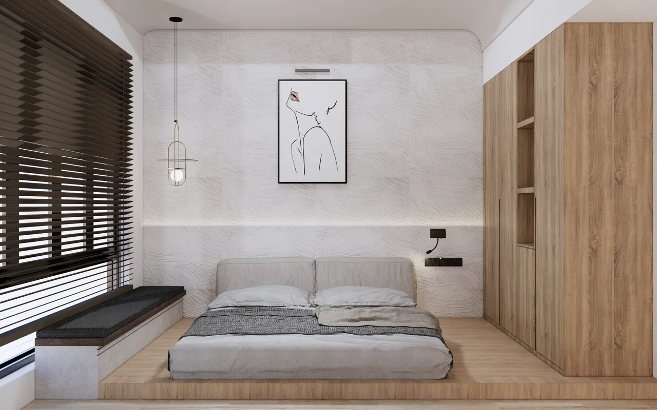 Concept nội thất phòng ngủ nhà phố Bà Rịa 500m2 phong cách tối giản