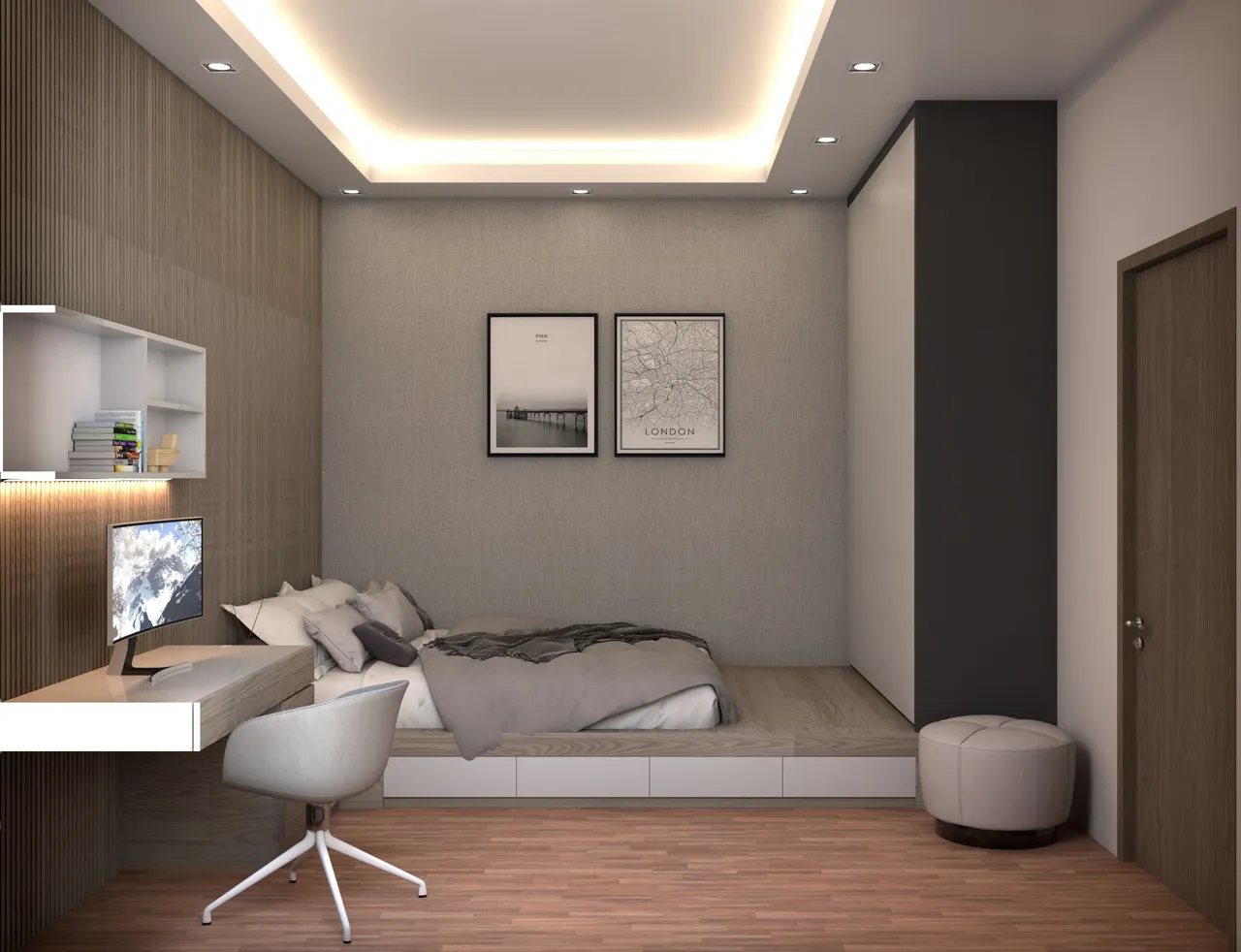 Concept nội thất phòng ngủ Nhà phố Vũng Tàu 450m2 phong cách Hiện đại Modern