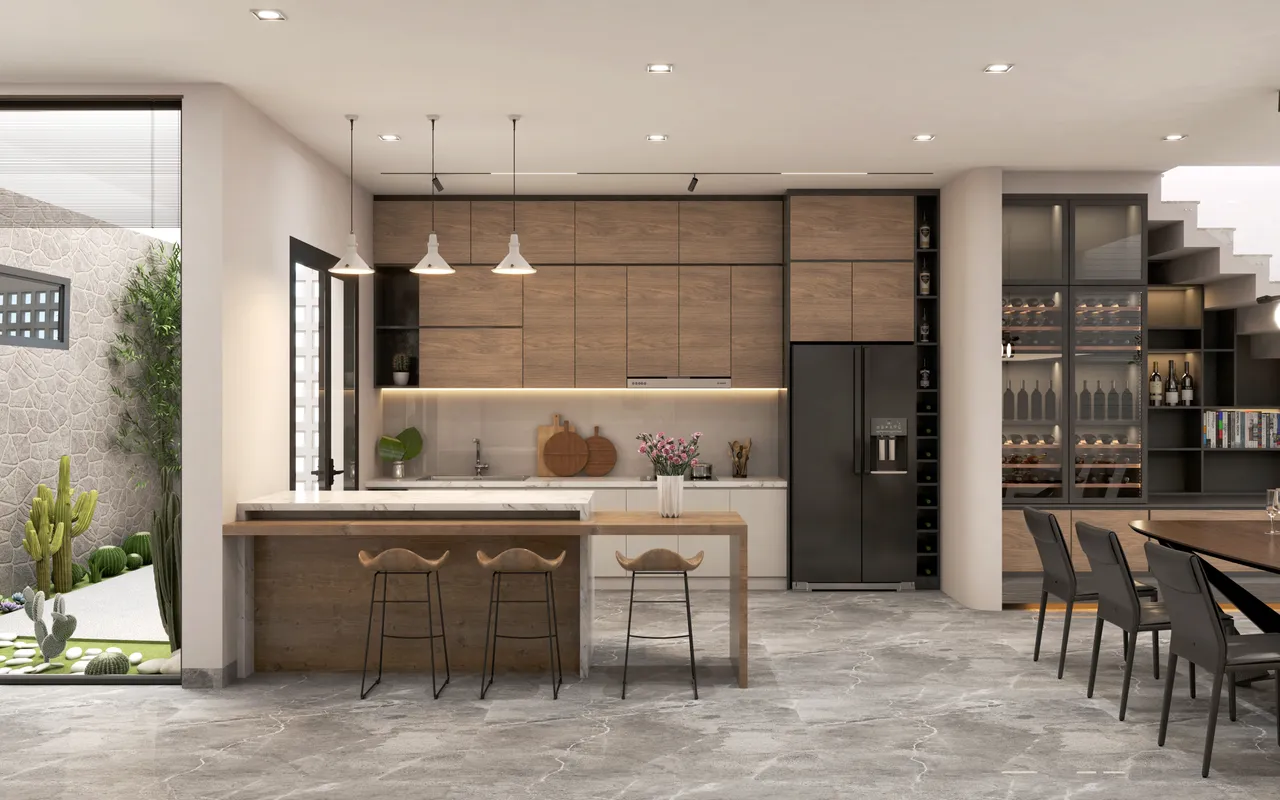 Concept nội thất nhà bếp Nhà phố Vũng Tàu 450m2 phong cách Hiện đại Modern