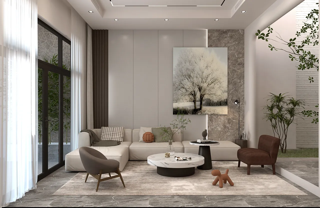 Concept nội thất phòng khách Nhà phố Vũng Tàu 450m2 phong cách Hiện đại Modern