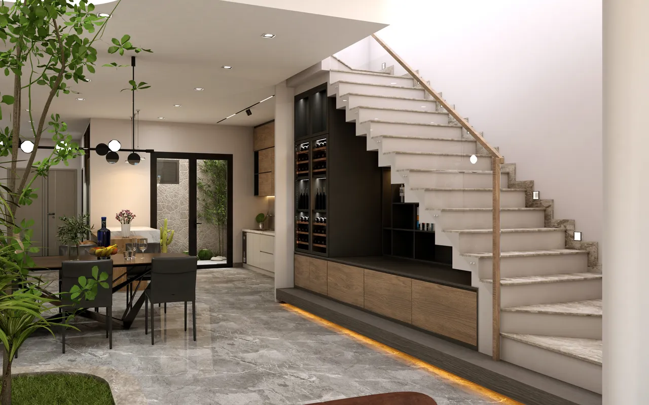 Concept nội thất cầu thang Nhà phố Vũng Tàu 450m2 phong cách Hiện đại Modern