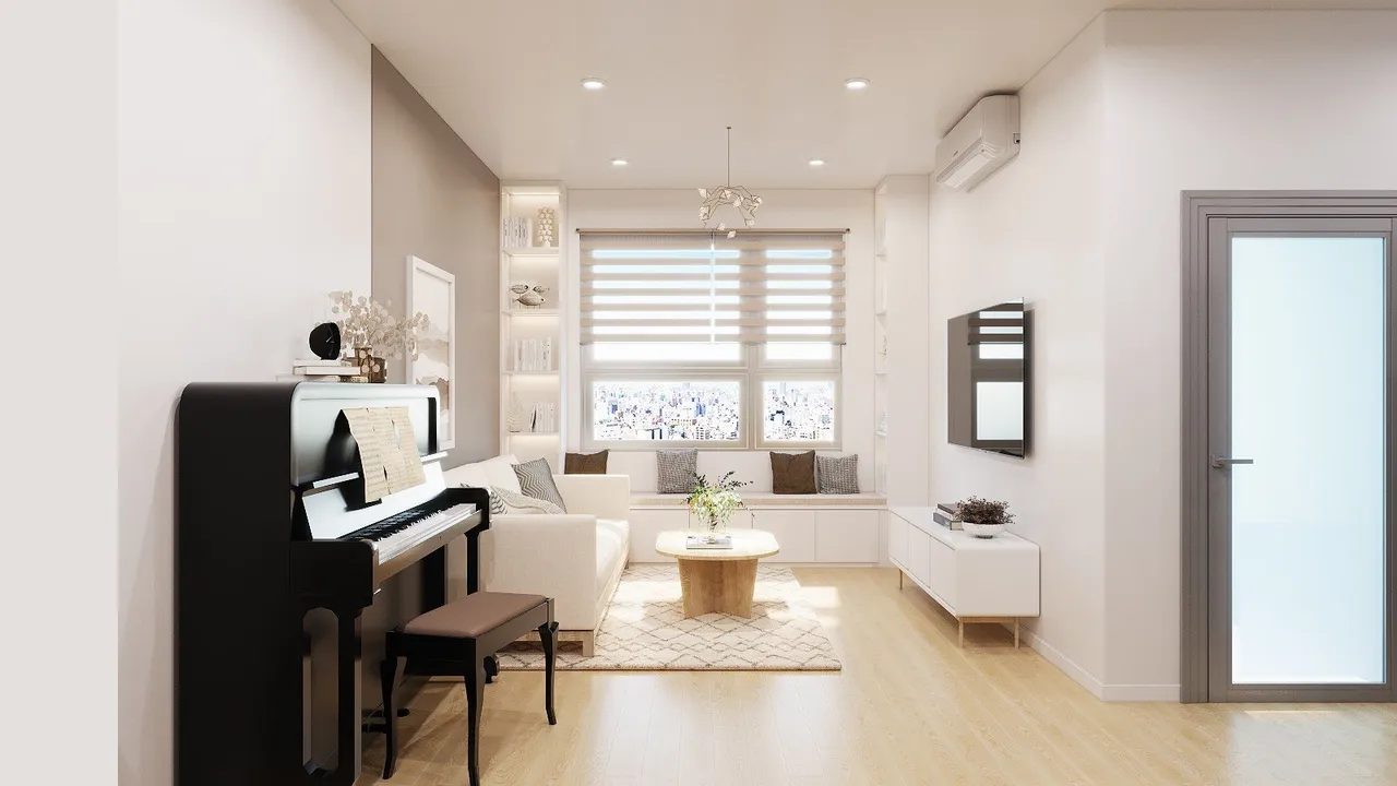 Concept nội thất phòng khách Căn hộ Topaz Elite phong cách Bắc Âu Scandinavian