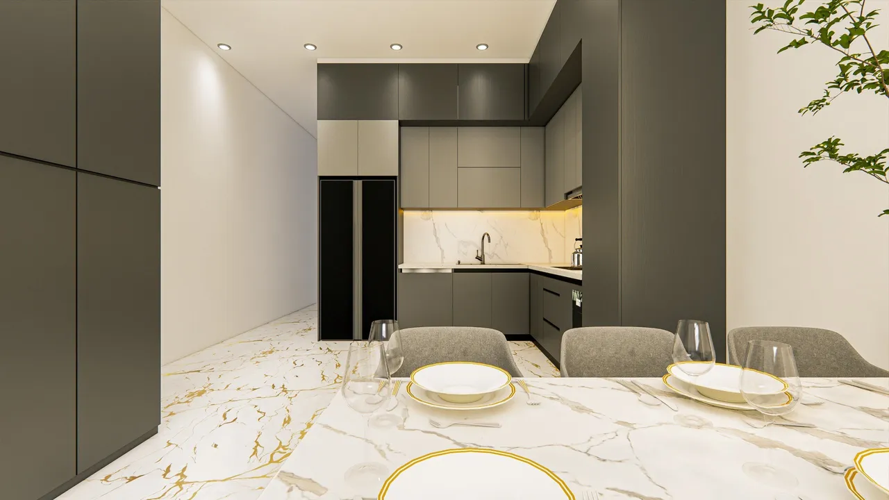 Concept nội thất phòng ăn, nhà bếp Nhà phố 360m2 phong cách Hiện đại Modern
