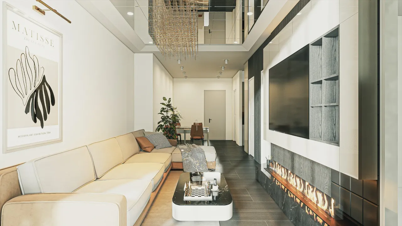 Concept nội thất phòng khách Nhà phố 372m2 phong cách Hiện đại Modern