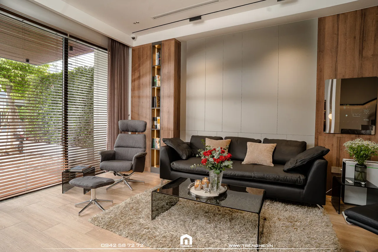 Hoàn thiện nội thất phòng khách Nhà phố Bà Rịa 400m2 phong cách Hiện đại Modern